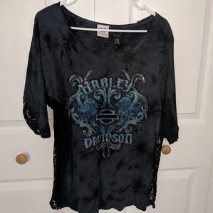 HOLD 🖤🧡Harley Davidson top with lace sides